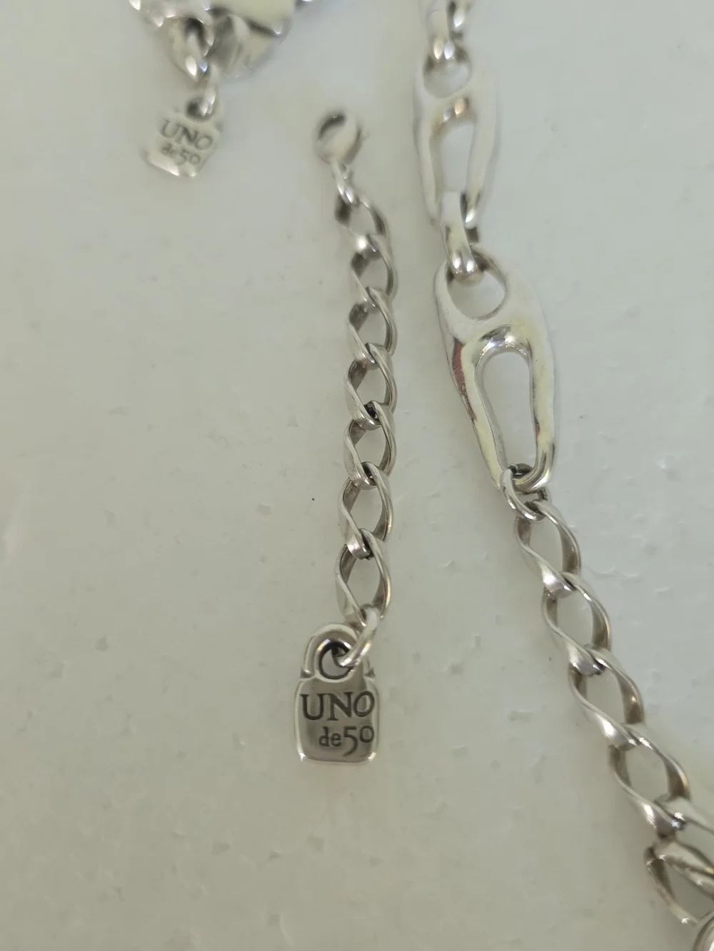 UNO de 50 Silver Tone Link Necklace and Bracelet Set - Silver